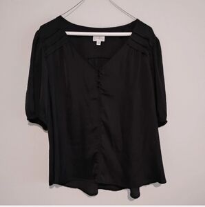 Wonderly Black Puff Sleeve Blouse, size XXL